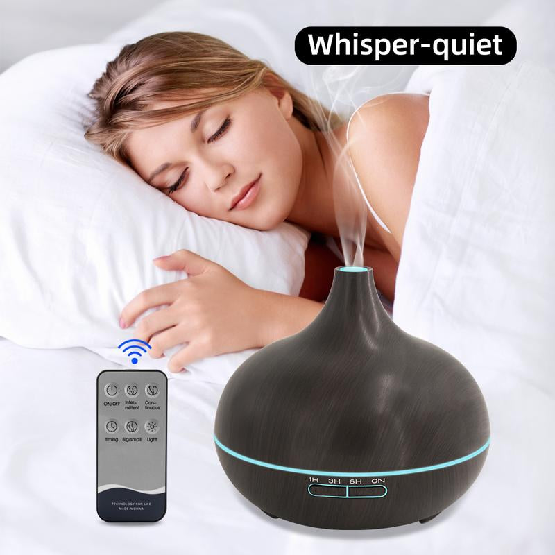 550Ml Wood Grain Essential Oil & Air , Ultrasonic Aroma with 7 Color LED Lights for Stress Relief,Better Sleep & Spa Relaxation, Air Purifier (Includes 6 Premium Oils & Remote) Fragrance Aroma Fragrance Home Humidifiers Diffuser Addict Timer