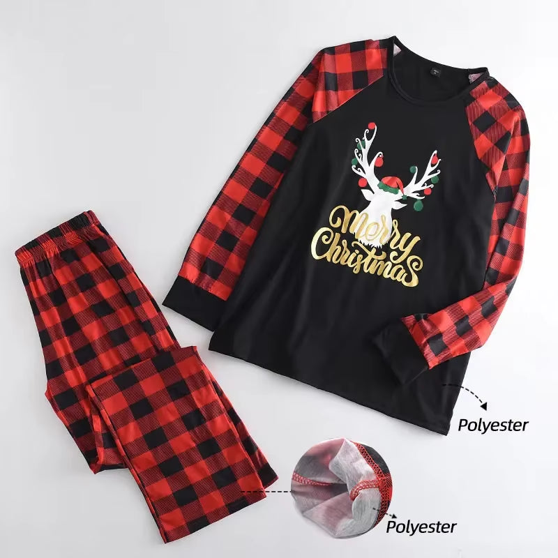 Christmas Father Mother Kids Clothes Top+Pants Family Matching Outfit Lattice Xmas Sleepwear Pj'S Set Baby Romper