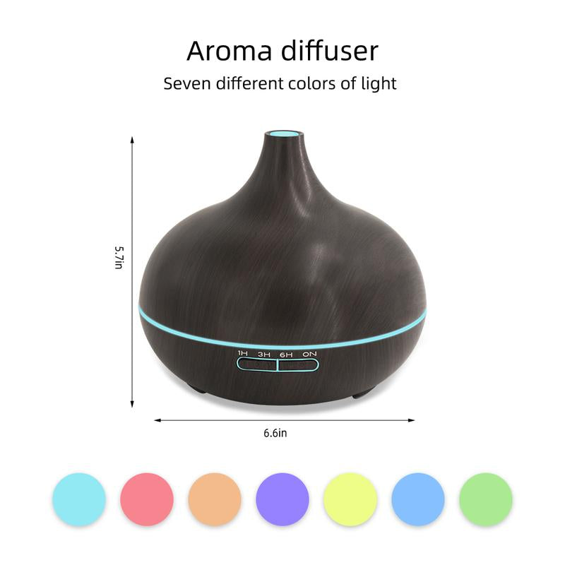 550Ml Wood Grain Essential Oil & Air , Ultrasonic Aroma with 7 Color LED Lights for Stress Relief,Better Sleep & Spa Relaxation, Air Purifier (Includes 6 Premium Oils & Remote) Fragrance Aroma Fragrance Home Humidifiers Diffuser Addict Timer